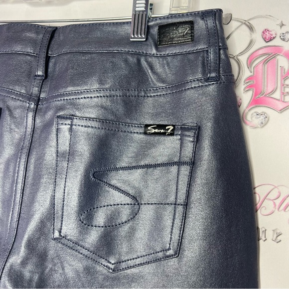Seven7 Womens Coated Ponte Pant blue iris grey brand new with tags pants shiny - Picture 9 of 9
